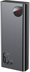 BASEUS powerbanka s digitálním displejem Adaman Metal QC + PD, 20000mAh, 65W, čierna +