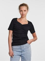 Pieces Dámske tričko PCTANIA Slim Fit 17135430 Black (Veľkosť S)