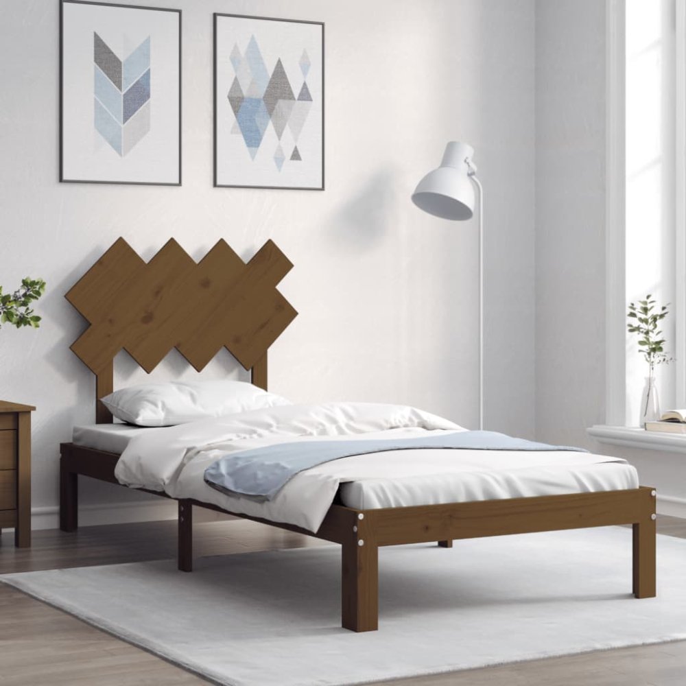 Petromila vidaXL Rám postele s čelom medovohnedý 90x200 cm masívne drevo