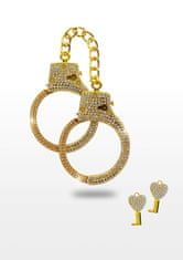 taboom TABOOM Bondage In Luxury Diamond Wrist Cuffs (Gold), kovové putá s kamienkami