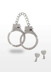 taboom TABOOM Bondage In Luxury Diamond Wrist Cuffs (Silver), kovové putá s kamienkami
