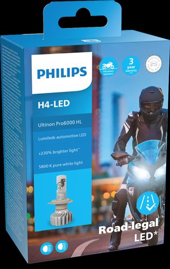Philips Philips H4 12V 18W P43t Ultinon Pro6000 LED 5800K Moto 1ks PH 11342U6000X1