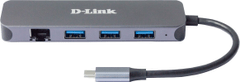 D-LINK DUB-2334, USB-C Hub, 3x USB 3.0, USB-C, LAN 1 Gbps