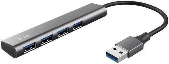 TRUST USB hub Halyx, 4xUSB 3.2 Gen 1, strieborná
