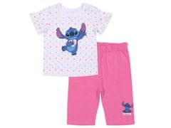 Disney Disney Stitch Biela a ružová bavlnená detská súprava s bodkami, tričko + šortky 12 m 80 cm