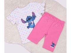 Disney Disney Stitch Biela a ružová bavlnená detská súprava s bodkami, tričko + šortky 6 m 68 cm 
