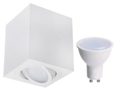 LUMILED 3x Prisadené štvorcové halogénové svietidlo AMAT-L 115mm + 3x LED žiarovka GU10 6W = 60W 580lm 3000K Teplá biela