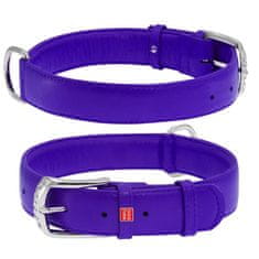 WAUDOG Plochý kožený obojok fialovej farby 18-21 cm,	širka: 9 mm fialová