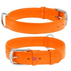 WAUDOG Plochý kožený obojok oranžovej farby 18-21 cm,	širka: 9 mm oranžová