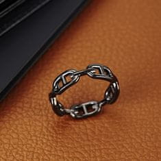 Morellato Nadčasový čierny prsteň z ocele Catene SATX250 (Obvod 61 mm)