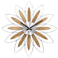 LAVVU Drevené strieborné hodiny LAVVU Crystal Flower LCT1112, 50cm