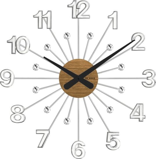 Vlaha Drevené strieborné hodiny s kameňmi design VCT1080, 49cm
