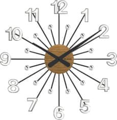 Vlaha Drevené strieborno-čierne hodiny s kameňmi design VCT1082, 49cm 