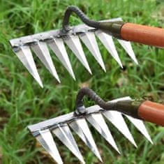 HOME & MARKER® Záhradnícke hrable na odstraňovanie buriny – kovový nadstavec na rukoväť (5 oceľových zubov) | PRONGSPRO