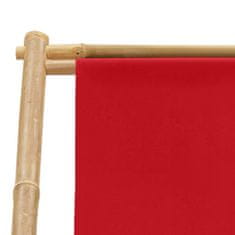 Vidaxl Kreslo na terasu bambus a plátno červené