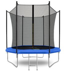 Aga Sport Fit Trampolína 250 cm Modrá + vnútorná ochranná sieť + rebrík