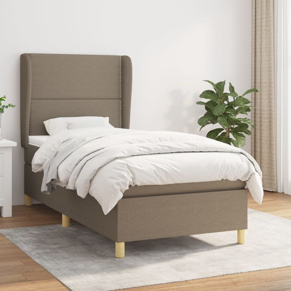 Vidaxl Boxspring posteľ s matracom sivohnedý 100x200 cm látka