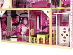 Lean-toys Drevený domček pre bábiky Villa Pola Pink