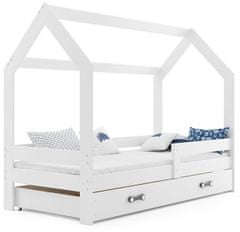 eoshop Detská posteľ Domček 80x160 cm, biela + rošt a matracu ZADARMO