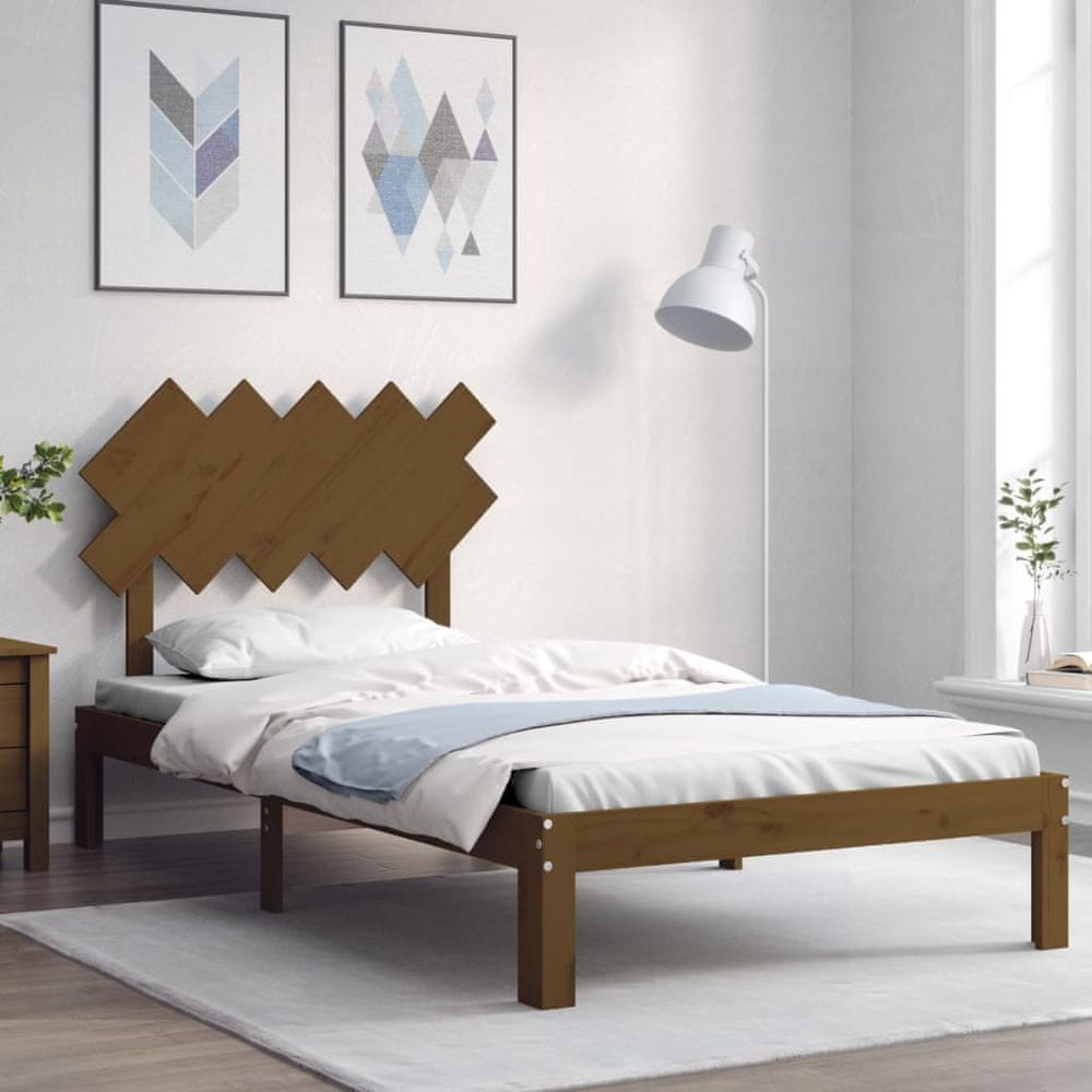 Petromila vidaXL Rám postele s čelom medovohnedý 100x200 cm masívne drevo