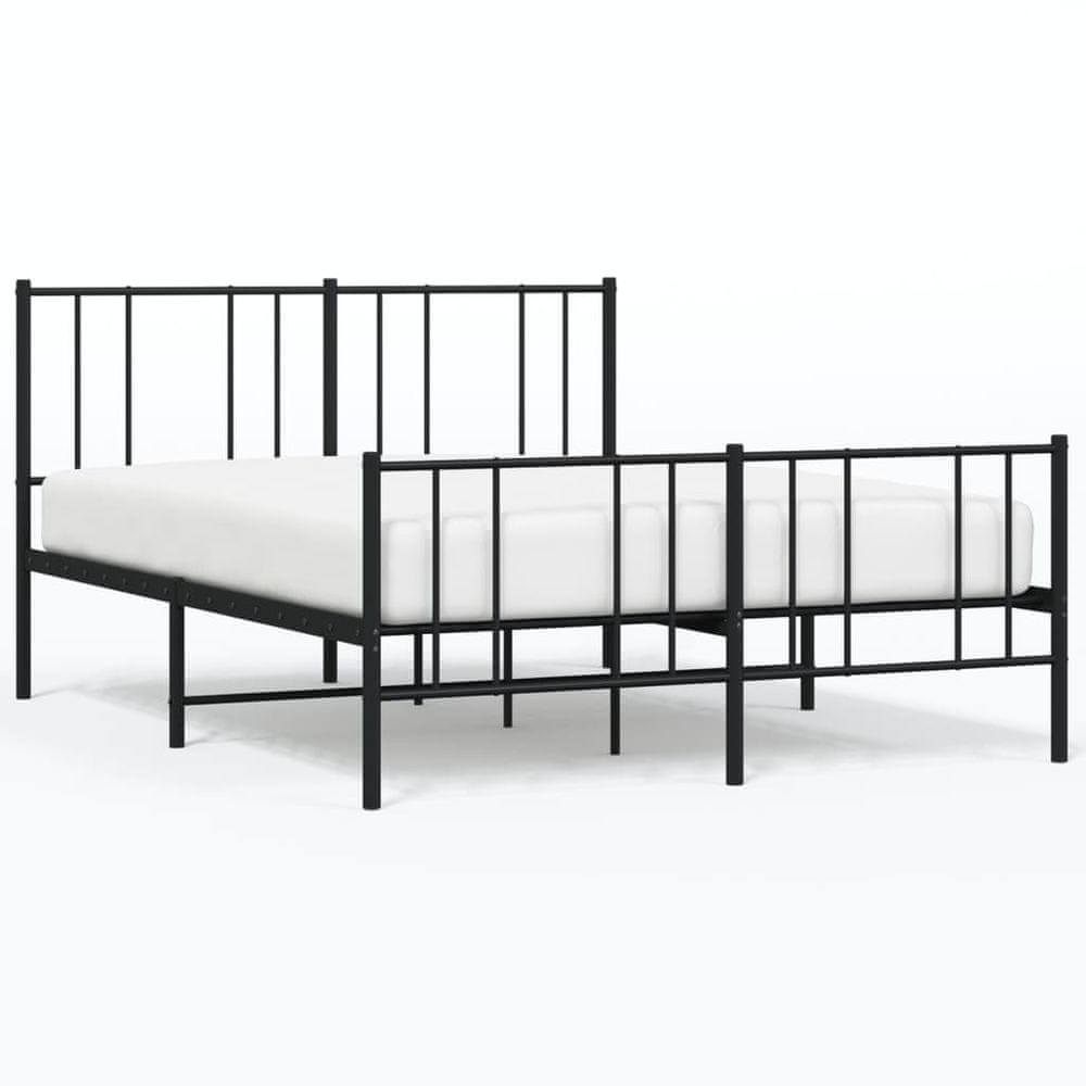 Vidaxl Kovový rám postele s čelom a podnožkou čierny 120x200 cm