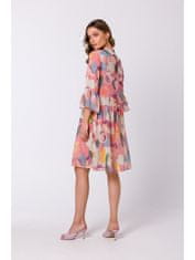 Style Stylove Dámske kvetované šaty Omiten S337 ružová S