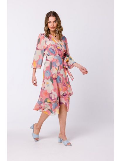 Style Stylove Dámske midi šaty Numeak S341 ružová