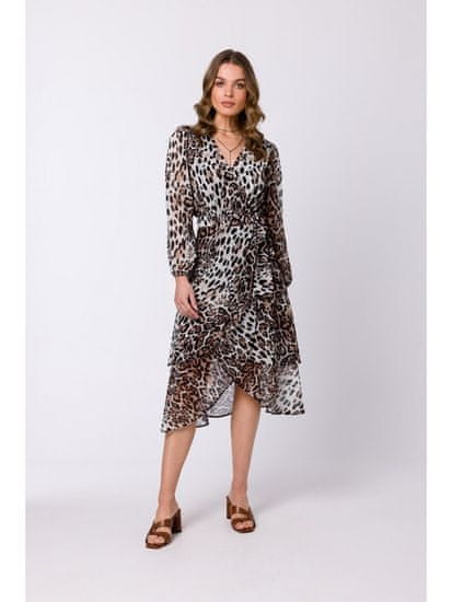 Style Stylove Dámske midi šaty Numeak S341 leopard