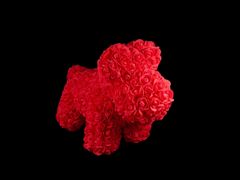 Medvídárek psík z ruží červený 38cm