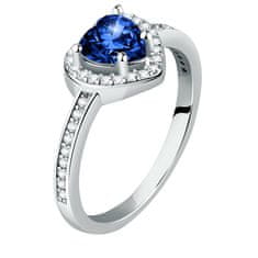 Morellato Trblietavý strieborný prsteň Srdce s modrým zirkónom Tesori SAVB150 (Obvod 56 mm)