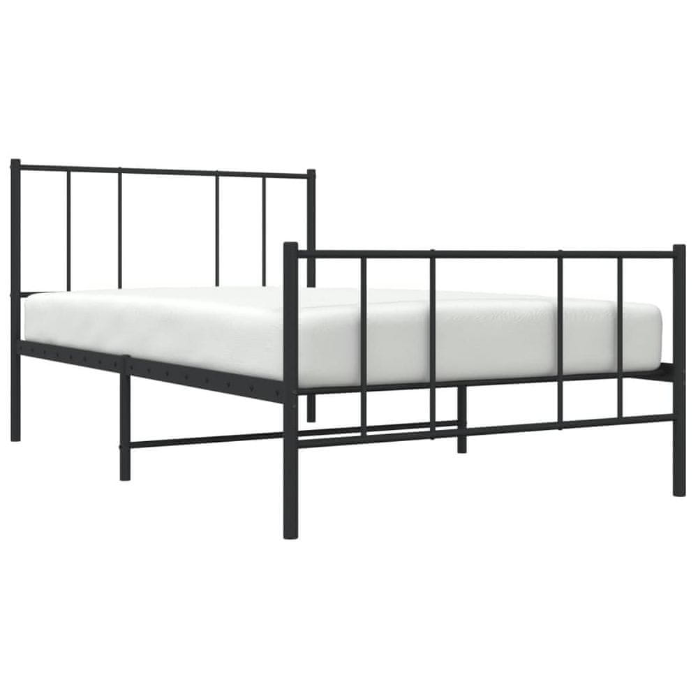 Vidaxl Kovový rám postele s čelom a podnožkou čierny 75x190 cm
