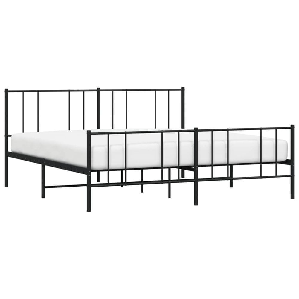 Vidaxl Kovový rám postele s čelom a podnožkou čierny 183x213 cm