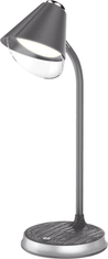 Immax LED stolní lampička FINCH/ Qi nabíjení/ 9W/ 12V/2A/ stmívatelná/ šedá + stříbrné prvky