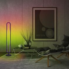 Solight LED smart stojací lampa Rainbow, oválná, wifi, RGB, CCT, 105cm