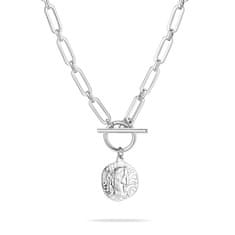 Tamaris Moderný oceľový náhrdelník s mincou Coins TJ-0438-N-45