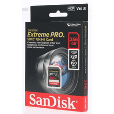 SanDisk Extreme PRO 256 GB V60 UHS-II SD karty, 280/150 MB/s, V60, C10, UHS-II