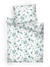 Dadka Obliečky krep Kvietia mentolové na bielom 220x200, 2x70x90 cm