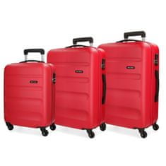 Jada Toys Sada ABS cestovných kufrov ROLL ROAD FLEX Red / Červené, 55-65-75cm, 5849464
