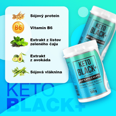 Keto Black Plus  Original - Proteínové produkty pre ketogénnu diétu 120g, Plus Shake Vegan, prášok, kokosová príchu