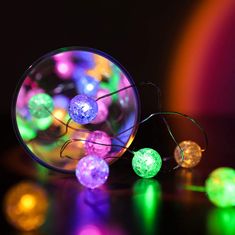 ACA Lightning LED vianočné/dekoračné girlanda - RGB guličky, RGB farba, 200 cm, IP20, 2xAA