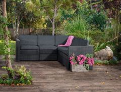 Allibert záhradná sofa PROVENCIA - grafit + sivé podušky 244414