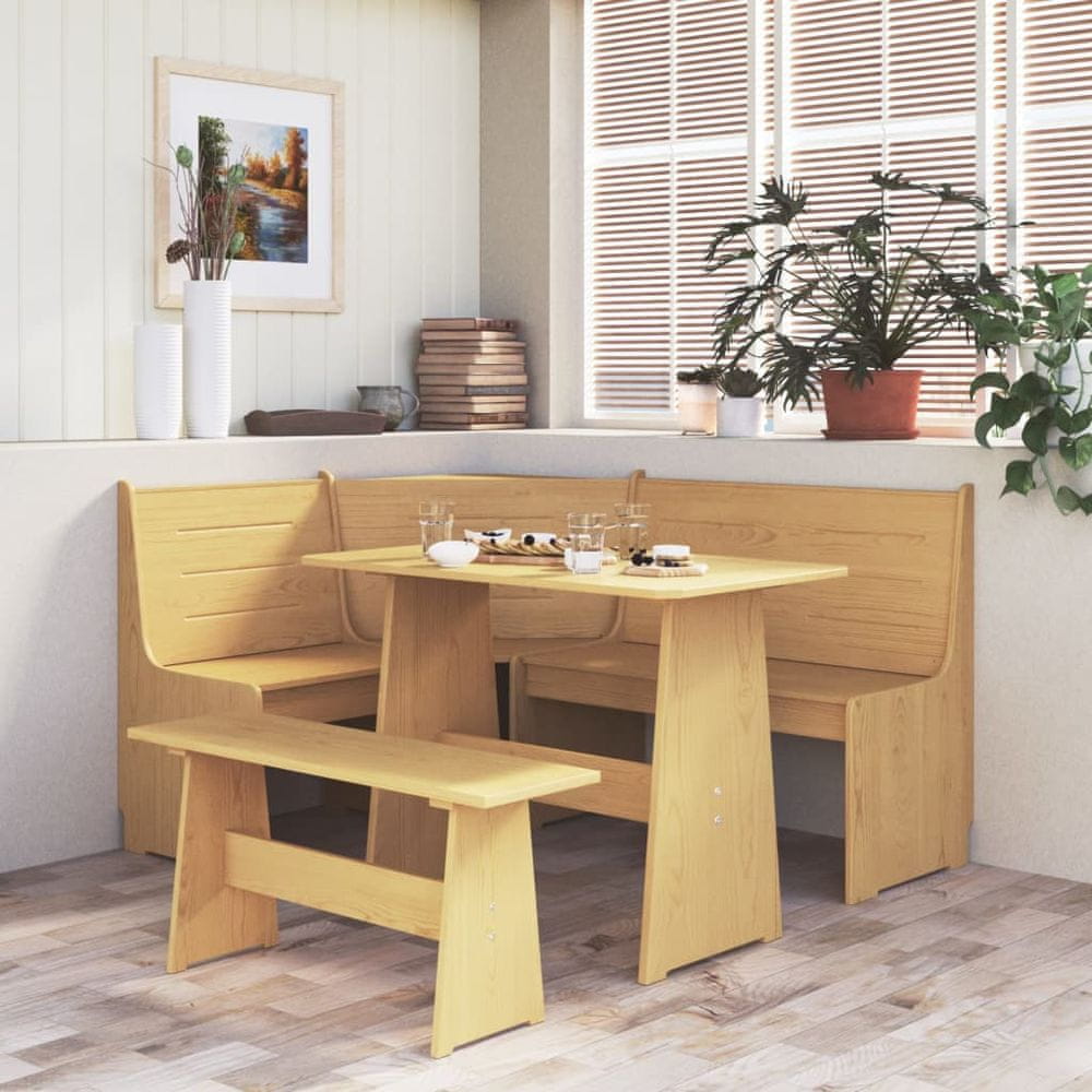 Petromila vidaXL Jedálenský stôl s lavicou, medovo hnedý, borovicový masív