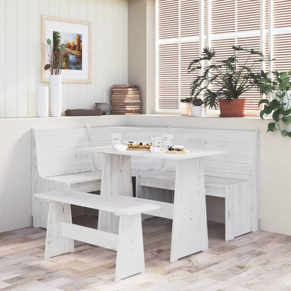 Petromila vidaXL Jedálenský stôl s lavicou, biely, borovicový masív