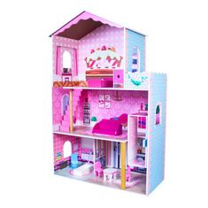 Iso Trade Drevený domček pre bábiky s výťahom | nábytok