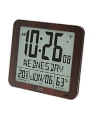 JVD Rádiom riadené digitálne hodiny s budíkom hnedé DH9335.2, 25cm