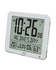 JVD Rádiom riadené digitálne hodiny s budíkom strieborné DH9335.1, 25cm