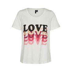 Vero Moda Dámske tričko VMAMALA Regular Fit 10291798 Snow White Love (Veľkosť L)