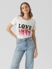 Vero Moda Dámske tričko VMAMALA Regular Fit 10291798 Snow White Love (Veľkosť L)