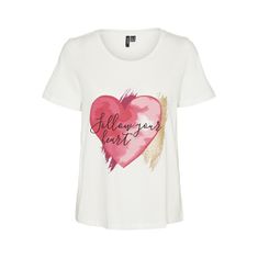Vero Moda Dámske tričko VMAMALA Regular Fit 10291798 Snow White Heart (Veľkosť M)