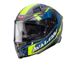 Helma na moto Avalon X Optic matt grey/blue/yellow fluo vel.S